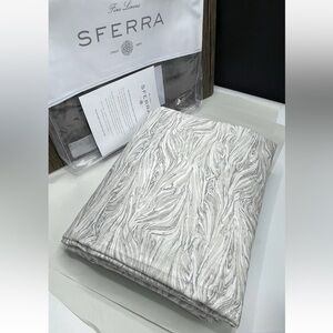 SFERRA Sera Full/Queen Duvet Cover 88x92” Long Staple Cotton Sateen Natural
